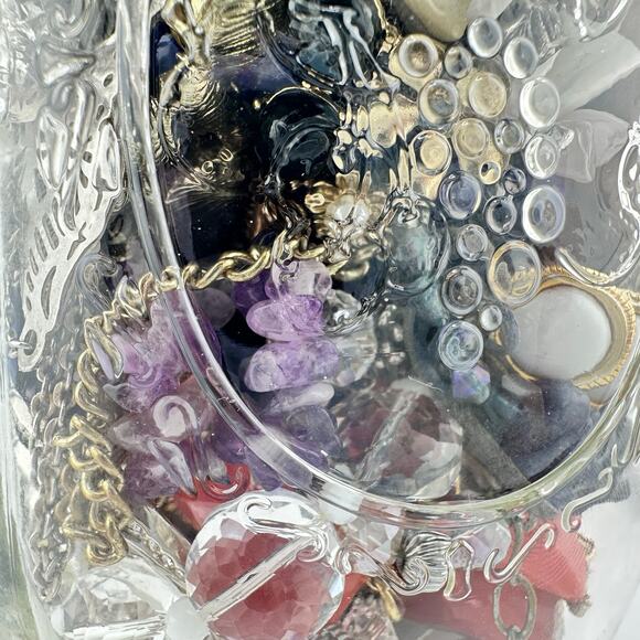 2lb 9oz Jewelry Jar Vintage to Modern Earrings Bracelets Necklaces Mixed Lot - Picture 6 of 10